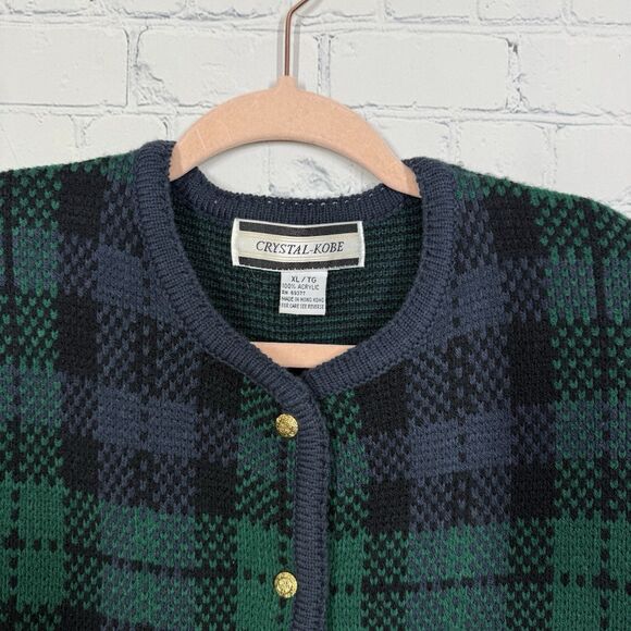 Cardigan RL Christmas Women XL Chore Plaid Tartan Dark Academia Holiday Sweater - Picture 4 of 11